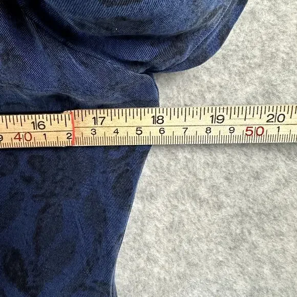 Tianello Steve Barraza Button Down Blouse Womens Size S Floral Blue Black Tencel - Picture 11 of 12